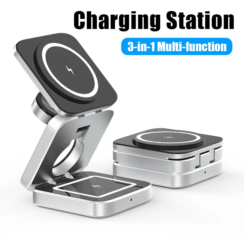 3-in-1 Foldable Magnetic Wireless Charger Stand for iPhone & AirPods