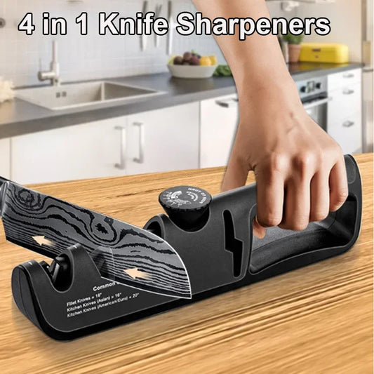 4-in-1 Adjustable Knife Sharpener & Whetstone