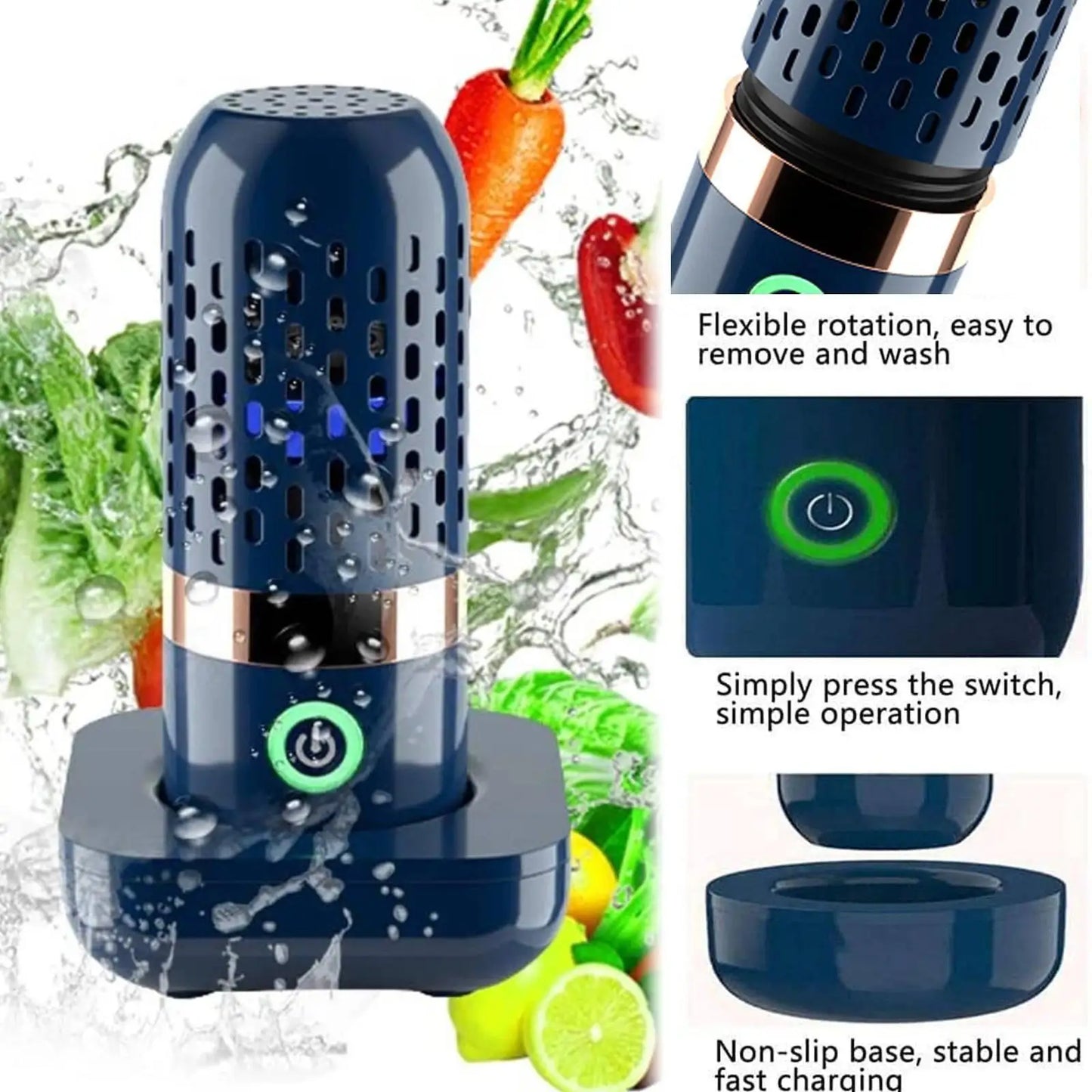 Portable Capsule Shape Wireless Fruit & Vegetable Washing Machine